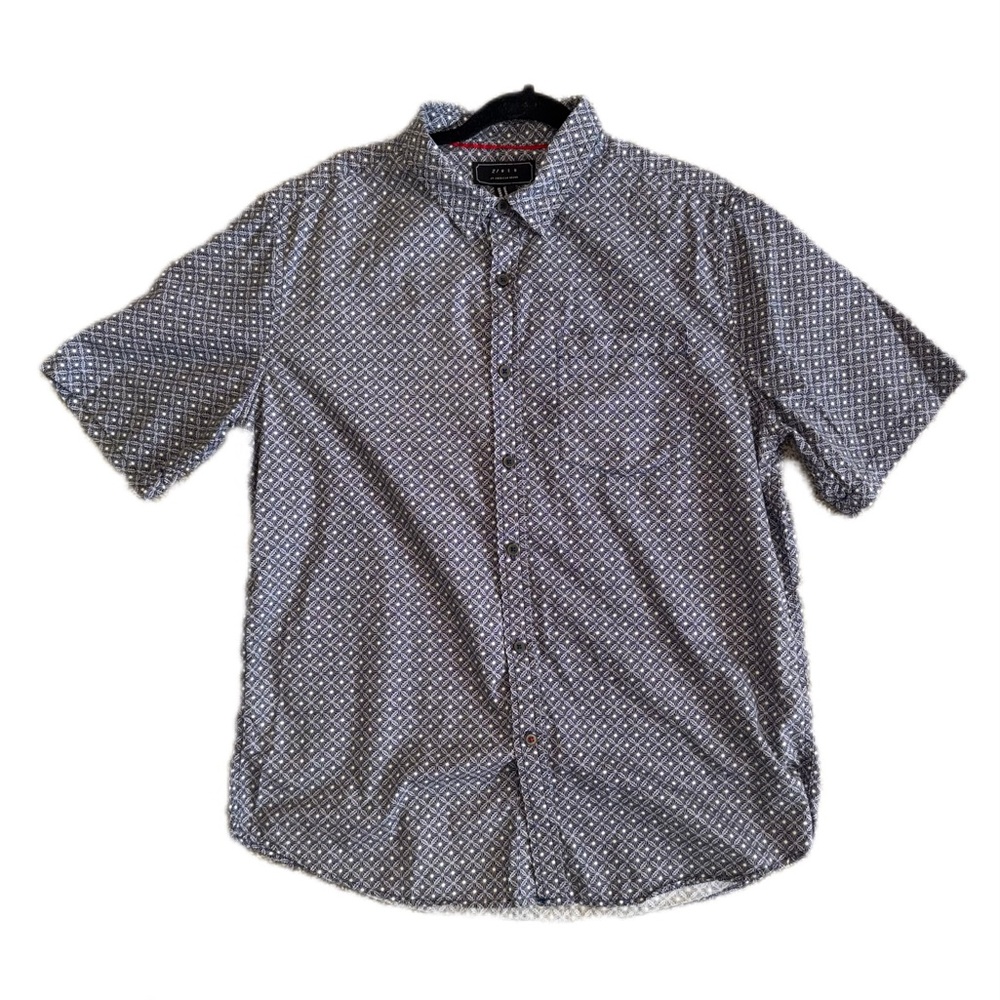 21 Men short sleeve button down shirt blue and white design
